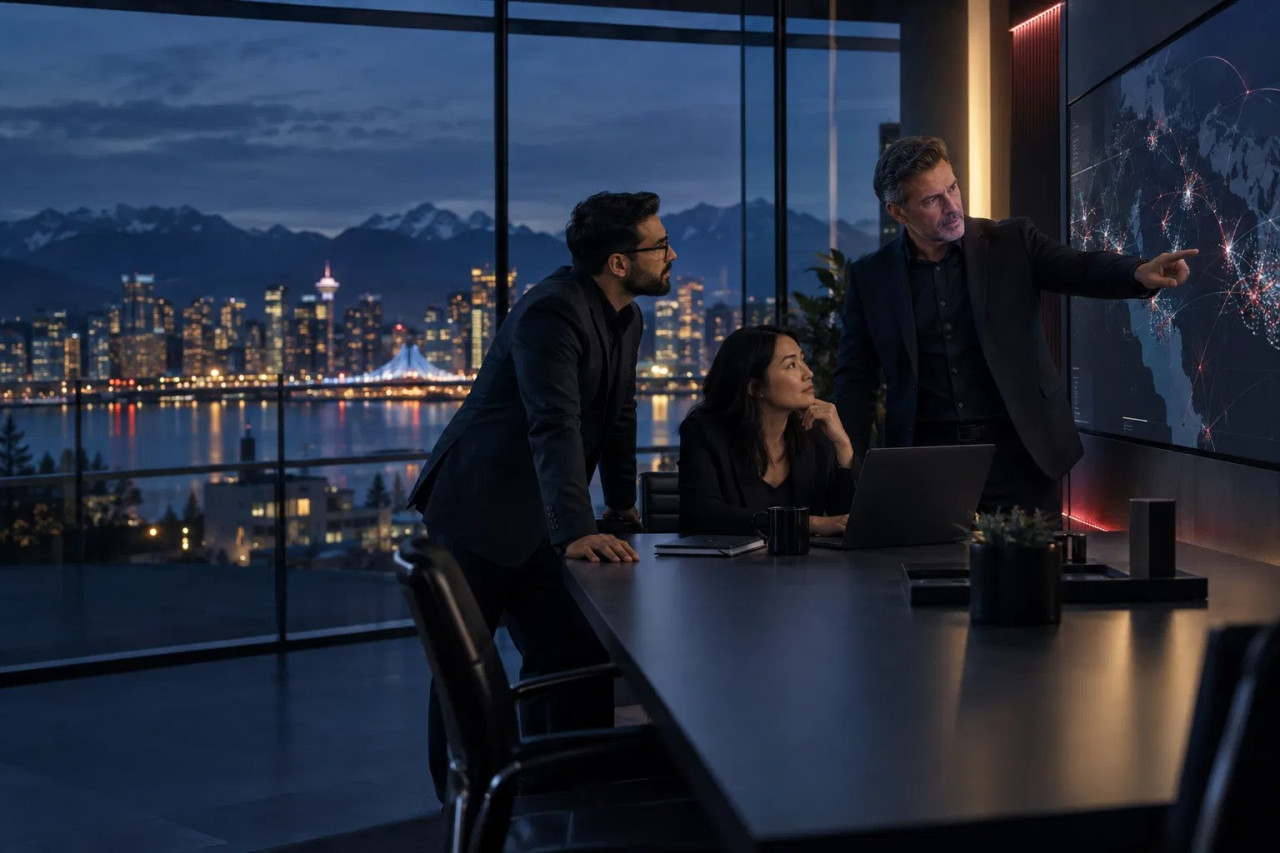 A professional team using digital tools in a technology operations setting