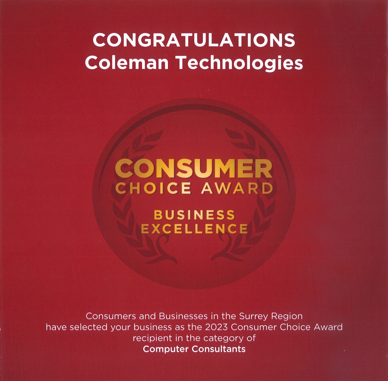 Consumer Choice Award Recipient